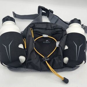 Quest Hydration Running Belt Water Bottle Carrier Fanny Pack Exercise Gray Black